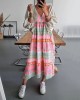 Vintage Colorful Linen Blend Midi Dress Vintage Colorful Linen Blend Midi Dress