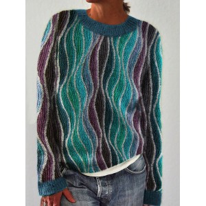 Sea Waves Inspired Vintage Knit Cozy Sweater