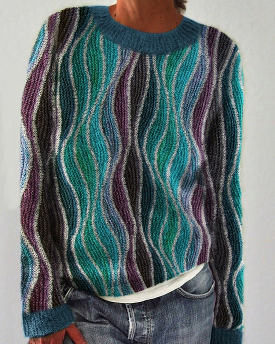 Sea Waves Inspired Vintage Knit Cozy Sweater Sea Waves Inspired Vintage Knit Cozy Sweater