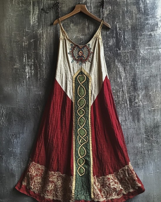 Vintage Celtic Totem Linen Halter Dress Vintage Celtic Totem Linen Halter Dress