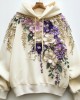 Women's Flowers Beaded Embroidered Art Cozy Hoodie Women's Flowers Beaded Embroidered Art Cozy Hoodie