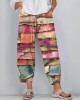 Women's Vintage Multicolor Patchwork Art Linen Blend Pants Women's Vintage Multicolor Patchwork Art Linen Blend Pants