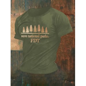 Men's Retro Save National Parks Fdt Printed Casual Crew Neck T-shirt