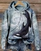 Respect The Locals Embroidered Whales Print Cozy Hoodie Respect The Locals Embroidered Whales Print Cozy Hoodie