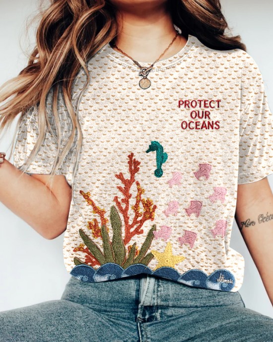 Respect The Locals Underwater World Embroidered Ladies T-shirt Respect The Locals Underwater World Embroidered Ladies T-shirt