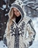 Women's Viking Inspired Celtic Knot Jacquard Knit Hooded Cardigan Women's Viking Inspired Celtic Knot Jacquard Knit Hooded Cardigan