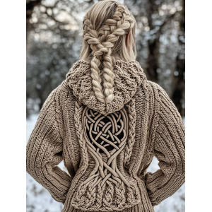 Women's Viking Tree Of Life Jacquard Celtic Knit Sweater