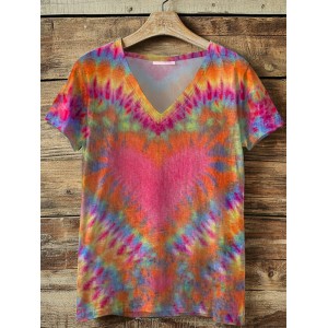 Women's Hippie Print V-neck T-shirt