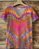 Women's Hippie Print V-neck T-shirt Women's Hippie Print V-neck T-shirt