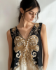Women's Viking Cthulhu Celtic Gold Foil Design Linen Top Women's Viking Cthulhu Celtic Gold Foil Design Linen Top