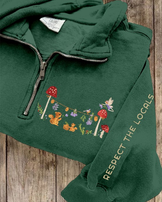 Respect The Locals Forest Squirrel Embroidered Cozy Sweatshirt Respect The Locals Forest Squirrel Embroidered Cozy Sweatshirt