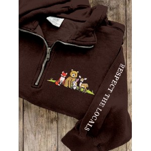 Respect The Local Wildlife Embroidered Vintage Cozy Sweatshirt