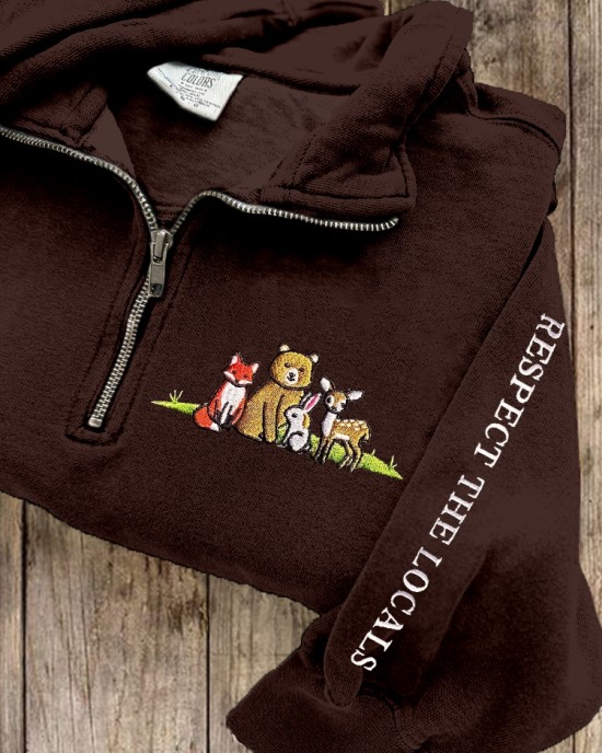 Respect The Local Wildlife Embroidered Vintage Cozy Sweatshirt Respect The Local Wildlife Embroidered Vintage Cozy Sweatshirt