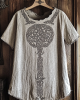 Women's Viking Tribal Tree Of Life Print Linen T-shirt Women's Viking Tribal Tree Of Life Print Linen T-shirt