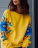 Ukraine Ethnic Floral Contrast Color Sweatshirt