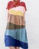 Colorful Earthy Landscape Patchwork Linen Dress Colorful Earthy Landscape Patchwork Linen Dress