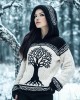 Women's Viking Tree Of Life Contrast Jacquard Cozy Knit Hooded Sweater Women's Viking Tree Of Life Contrast Jacquard Cozy Knit Hooded Sweater