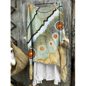 Forest Butterfly Wings Art Flowy Linen Blend Tunic