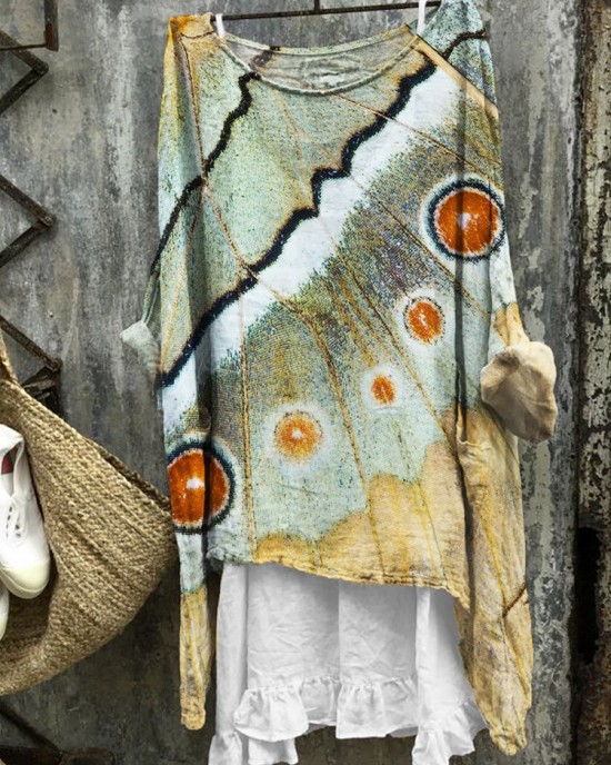 Forest Butterfly Wings Art Flowy Linen Blend Tunic