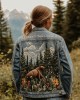Respect The Locals Bear Landscape Embroidered Denim Jacket Respect The Locals Bear Landscape Embroidered Denim Jacket