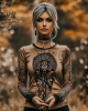 Vintage Viking Mystery Pattern Print Long Sleeve T-shirt