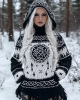 Women's Viking Style Knitted Jacquard Hooded Sweater