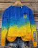 Women's Ukrainian Flag Print Crew Neck Sweatshirt Women's Ukrainian Flag Print Crew Neck Sweatshirt