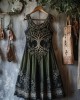 Vintage Tribal Celtic Knot Life Of Tree Lace Patchwork Art Linen Tank Dress
