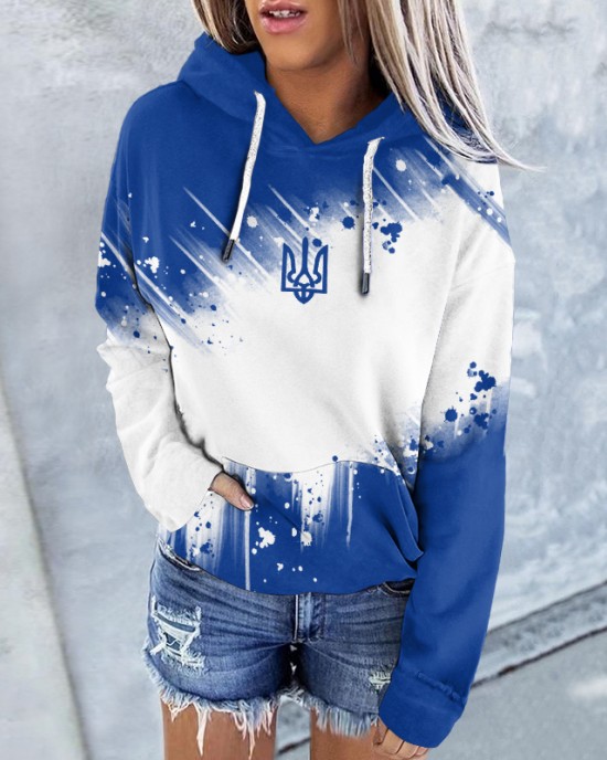 Women's Stand With Ukraine Contrasting Colors Hoodies
