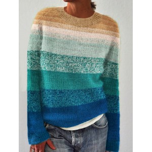Beach Inspired Vintage Striped Knit Cozy Sweater