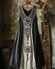 Tribal Celtic Embroidery Patchwork Art Linen Tank Dress Tribal Celtic Embroidery Patchwork Art Linen Tank Dress