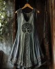 Tribal Viking Colorful Gradient Tree Of Life Lace Art Linen Tank Dress