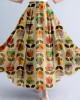 Retro Color Block Flowers  Abstract Art Linen Blend Skirt