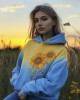 Ukrainian Sunflower Embroidery Yellow And Blue Gradient Women's Hoodie Ukrainian Sunflower Embroidery Yellow And Blue Gradient Women's Hoodie