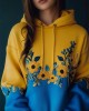 Ukraine Classy Floral Embroidered Contrast Color Hoodie Ukraine Classy Floral Embroidered Contrast Color Hoodie
