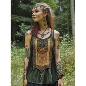 Celtic Tribal Totem Women's Linen Tank