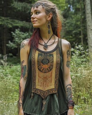 Celtic Tribal Totem Women's Linen Tank