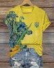 Ukraine Trident Irises Oil Painting V Neck T Shirt Ukraine Trident Irises Oil Painting V Neck T Shirt