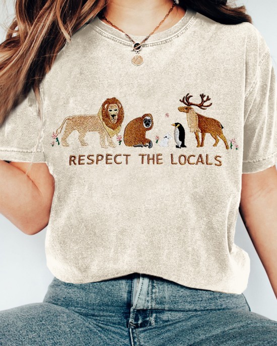 Respect The Locals Embroidered Vintage Cozy T Shirt Respect The Locals Embroidered Vintage Cozy T Shirt