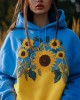 Ukraine Sunflowers Embroidered Contrast Color Hoodie