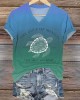 Women's Gulf Of Mexico In Gradient Printed V Neck T-shirt
