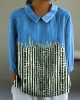 Women's Abstract Geometric Line Art Print Design Lapel Shirt Women's Abstract Geometric Line Art Print Design Lapel Shirt
