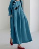 Whales Embroidery Art Vintage Linen Blend Maxi Dress Whales Embroidery Art Vintage Linen Blend Maxi Dress