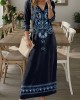 Geometric Floral Print Elegant Long Sleeve Dress Geometric Floral Print Elegant Long Sleeve Dress