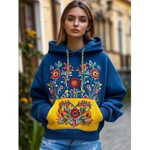 Ukrainian Folk Floral Embroidery Women's Hoodie