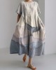 Whale Tail Sea Waves Colorblock Linen Blend Maxi Dress Whale Tail Sea Waves Colorblock Linen Blend Maxi Dress