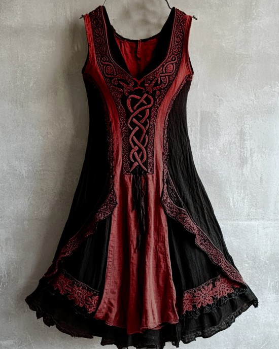 Viking Tribal Celtic Knot Lace Art Linen Tank Dress Viking Tribal Celtic Knot Lace Art Linen Tank Dress