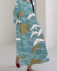 Wave & Crane Print Linen Blend Maxi Dress