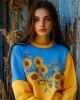 Sunflowers Embroidered Ukraine Contrast Color Sweatshirt Sunflowers Embroidered Ukraine Contrast Color Sweatshirt
