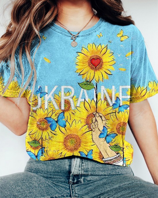 Ukrainian Sunflower Print Women's T-shirt Ukrainian Sunflower Print Women's T-shirt